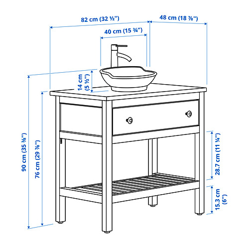 HEMNES / VÄSTERSJÖN, open wash-stand w drawer/wash-basin. 6 of 6 open dialog