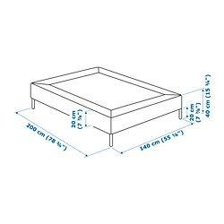 Ilustración de medidas - LYNGÖR base de colchón