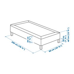 Ilustración de medidas - LYNGÖR base de colchón