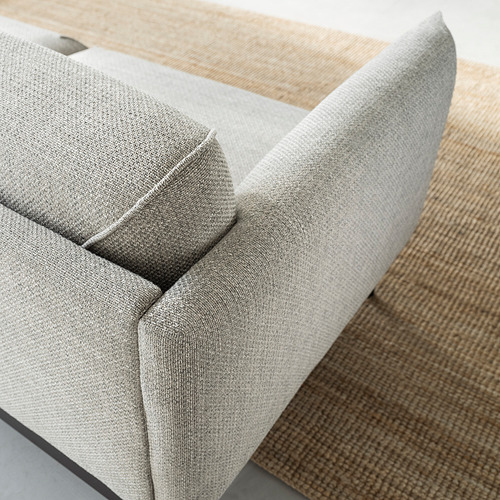 Sofá ÄPPLARYD gris con tejido de algodón y poliéster, muelles de apoyo para mayor comodidad.