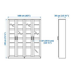 Measurement Illustration - BRIMNES display cabinet