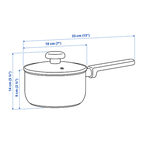 Ilustración con medidas del producto: MIDDAGSMAT.
