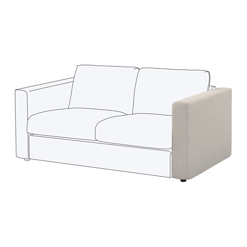 Sofá VIMLE, tela de tacto de lana beige, diseño moderno, líneas limpias, forma cómoda.