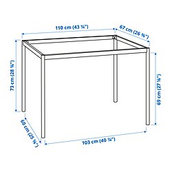 Ilustración de medidas - SANDSBERG Estructura inferior para tablero