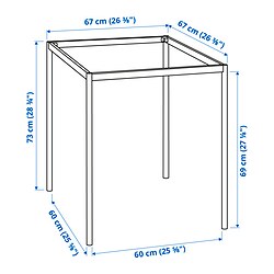 Ilustración de medidas - SANDSBERG Estructura inferior para tablero