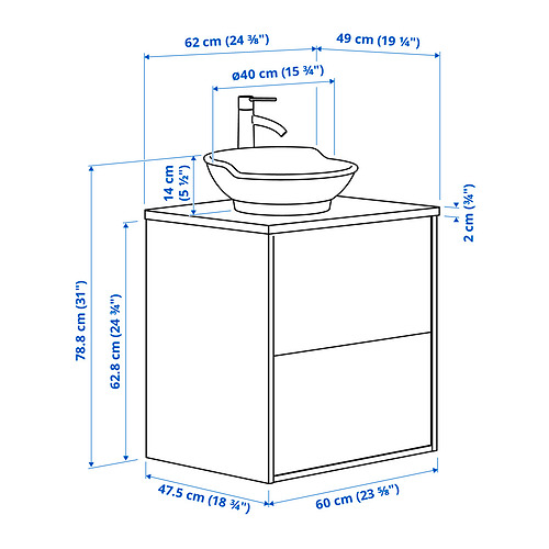 TÄNNFORSEN / VÄSTERSJÖN, mueble de lavabo con cajones/lavabo. 8 de 8 abrir diálogo