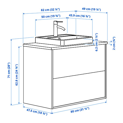 HAVBÄCK / ORRSJÖN, sink cabinet with drawers and DALSKÄR tap. 8 of 8 open dialog