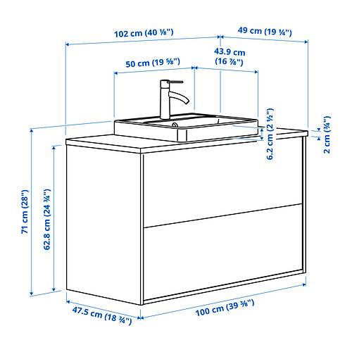 HAVBÄCK / ORRSJÖN, sink cabinet with drawers and DALSKÄR tap. 8 of 8 open dialog
