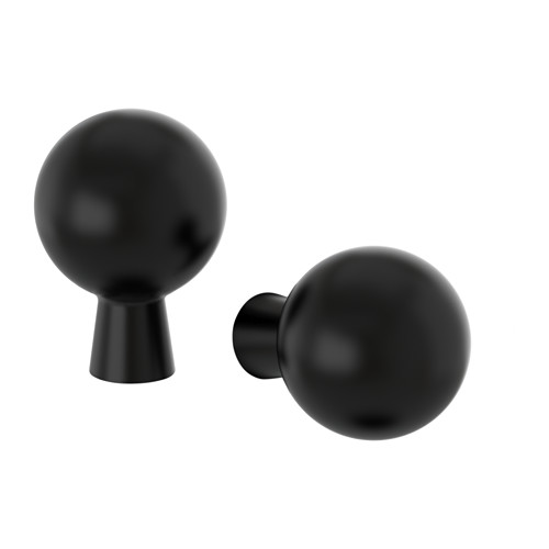 Pomos esféricos modernos negros, acero, diseño minimalista.