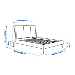 Ilustración de medidas - TUFJORD estructura cama tapizada