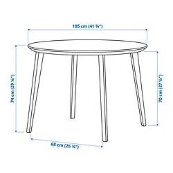 Measurement Illustration - LISABO/VIHALS table and 4 chairs