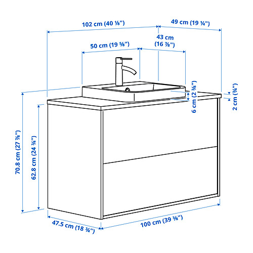 ÄNGSJÖN / BACKSJÖN, sink cabinet with drawers and LUNDSKÄR tap. 8 of 8 open dialog
