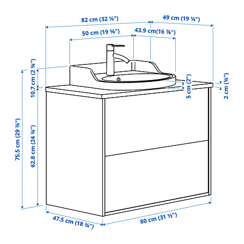 TÄNNFORSEN / RUTSJÖN, sink cabinet with drawers and HAMNSKÄR tap. 8 of 8 open dialog