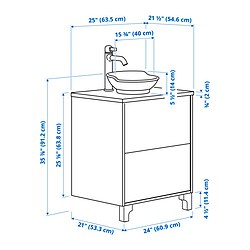 Measurement Illustration - TÄNNFORSEN/VÄSTERSJÖN wash-stnd w drawers/wash-basin