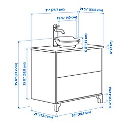 Measurement Illustration - TÄNNFORSEN/VÄSTERSJÖN Bathroom vanity with sink & faucet