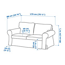 Ilustración de medidas - EKTORP sofá 2 plazas