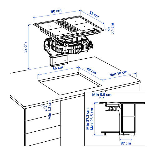 TÄCKNAN, Induction hob with built-in extractor. 15 of 15 open dialog