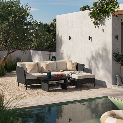 VITTSKÄR, sofá de exterior 3 plazas con chaiselongue y reposabrazos. 2 de 4 abrir diálogo