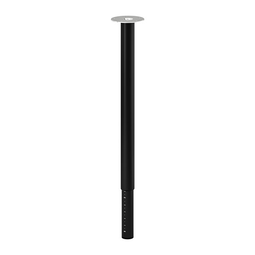 Pata de mesa LAGKAPTEN negra, cilíndrica, regulable en altura con componentes metálicos y plásticos.