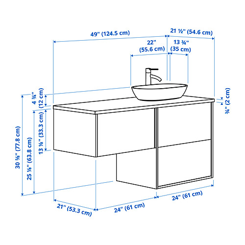 ÄNGSJÖN / OXMYREN, sink cabinet with drawers and BROGRUND faucet,. 7 of 7 open dialog