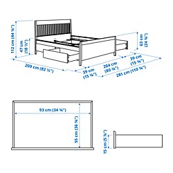Measurement Illustration - IDANÄS Bed King with storage
