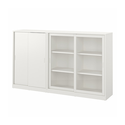 White TONSTAD cabinet with sliding doors, modern design, adjustable shelves.