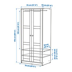Measurement Illustration - RAKKESTAD wardrobe