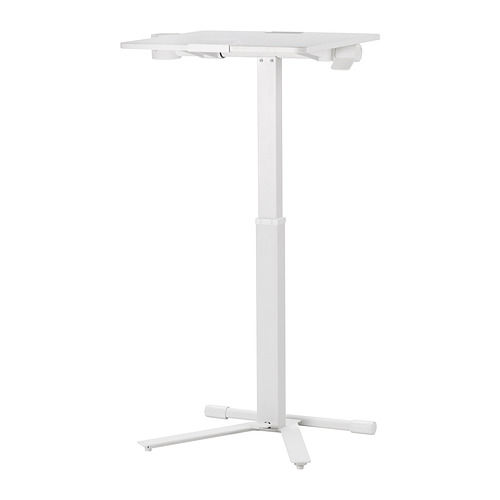 Mesa portátil ajustable MITTZON blanca con soporte.