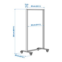 Measurement Illustration - MITTZON frame with castors