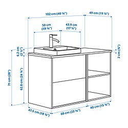 Ilustración de medidas - HAVBÄCK/ORRSJÖN mueble lavabo con cajones y grifo DALSKÄR