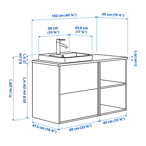 HAVBÄCK / ORRSJÖN, sink cabinet with drawers and DALSKÄR tap. 8 of 8 open dialog