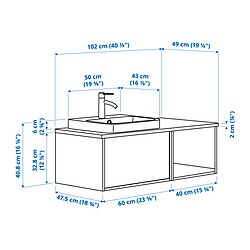 Ilustración de medidas - ÄNGSJÖN/BACKSJÖN mueble lavabo con grifo LUNDSKÄR