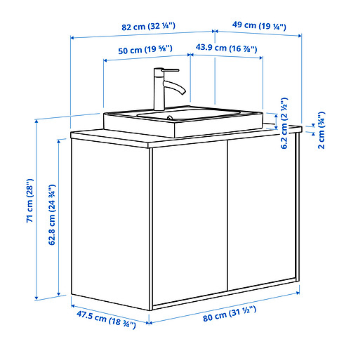 HAVBÄCK / ORRSJÖN, mueble lavabo con puertas y grifo DALSKÄR. 7 de 7 abrir diálogo
