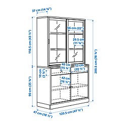 Measurement Illustration - TONSTAD storage with sliding glass doors