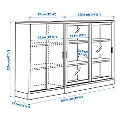 Ilustración de medidas - TONSTAD aparador con puertas correderas