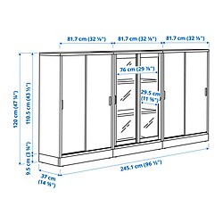 Ilustración de medidas - TONSTAD aparador con puertas correderas