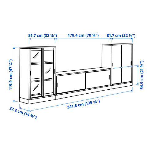 Measurement Illustration - TONSTAD TV storage combo with sliding doors