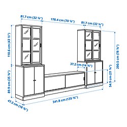 Ilustración de medidas - TONSTAD mueble TV con puertas correderas
