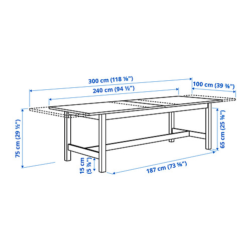 Measurement Illustration - KARSKÄR extendable table