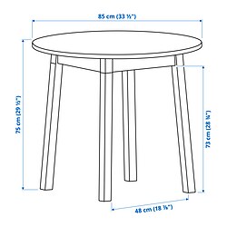 Measurement Illustration - PINNTORP round table and 2 chairs