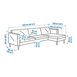 Measurement Illustration - SALTSJÖBADEN sofa with chaise