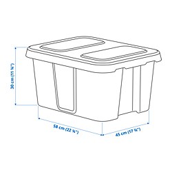 Ilustración de medidas - KLÄMTARE caja con tapa para interior y exterior