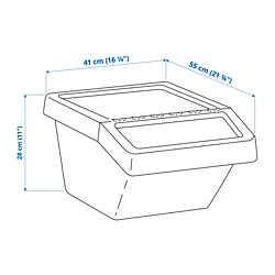 Ilustración de medidas - SORTERA cubo de clasificación con tapa