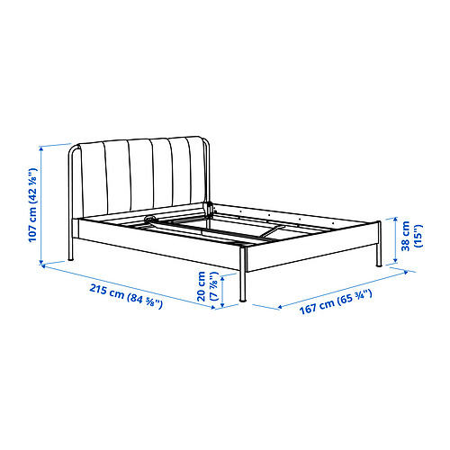 Measurement Illustration - TÄLLÅSEN upholstered Queen bed frame