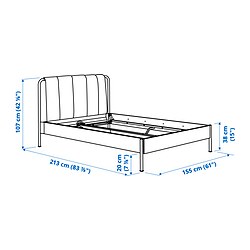 Ilustración de medidas - TÄLLÅSEN cama tapizada