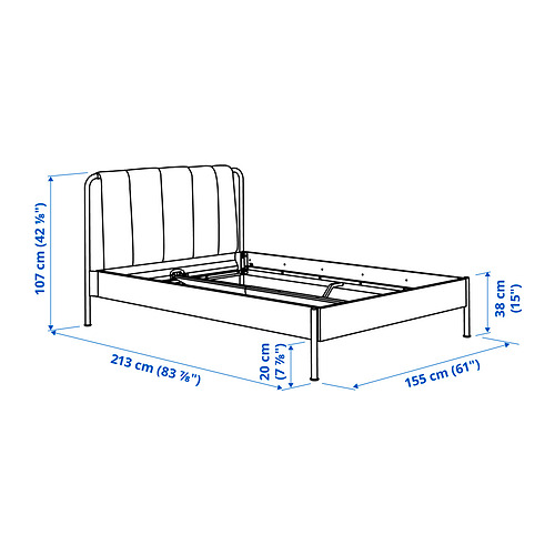 TÄLLÅSEN, upholstered bed. 11 of 11 open dialog