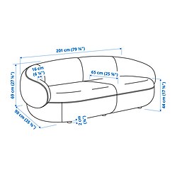 Ilustración de medidas - LILLESÄTER sofá de 3 plazas