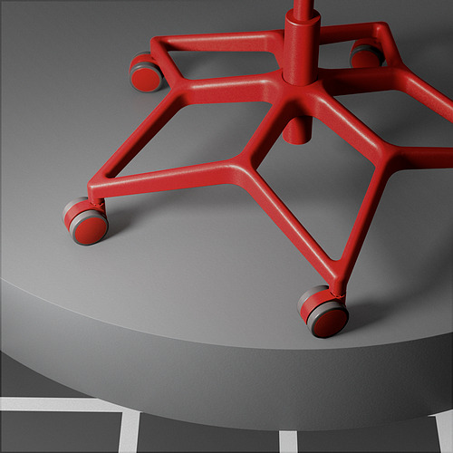 Base de silla gaming roja con ruedas y asiento de malla