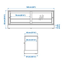 Ilustración de medidas - HAVSTA mueble TV con zócalo