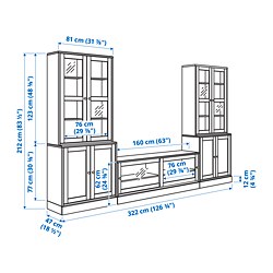 Ilustración de medidas - HAVSTA mueble TV con puertas de vidrio